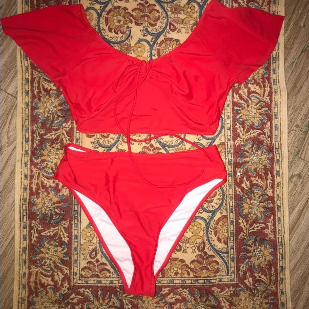 Red high waisted bikini